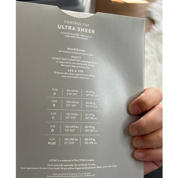 NWT Nordstrom Ultra sheer Control top stockings light nude size C Large - Picture 4 of 4